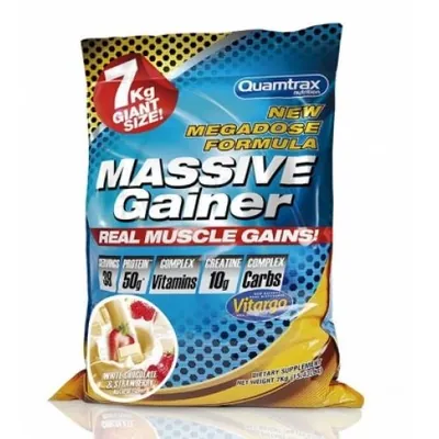 Гейнер Quamtrax Massive Gainer білий шоколад та полуниця, 7 кг