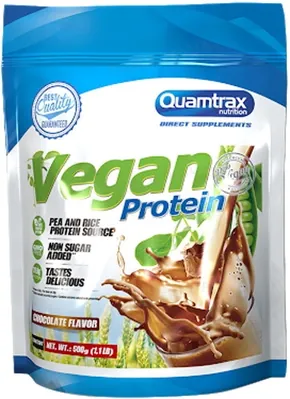 Протеїн рослинний змішаний Quamtrax Nutrition Vegan Protein шоколад, 500 г