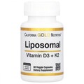 Витамин K2+D3 липосомальный California Gold Nutrition Liposomal Vitamin K2+ D3 веганские капсулы №60