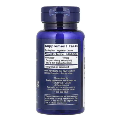 Екстракт чорниці європейської Life Extension Standardized European Bilberry Extract 100 мг, 90 вегетаріанських капсул