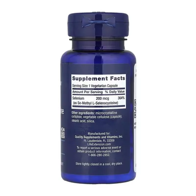 Се-метил-L-селеноцистеїн Life Extension Se-Methyl L-Selenocysteine 200 мкг, 90 вегетаріанських капсул