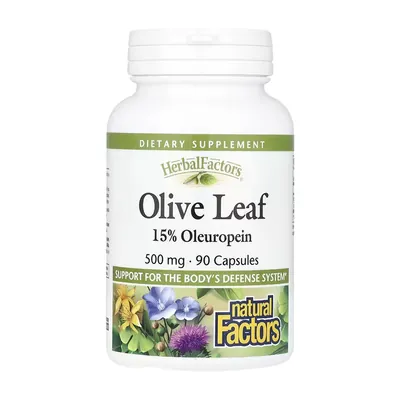 Оливи листя Natural Factors HerbalFactors Olive Leaf 500 мг, 90 капсул