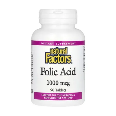 Фолієва кислота Natural Factors Folic Acid 1 мг, 90 таблеток