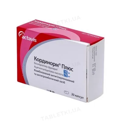 Кординорм плюс капсули по 10 мг/75 мг №30 (10х3)