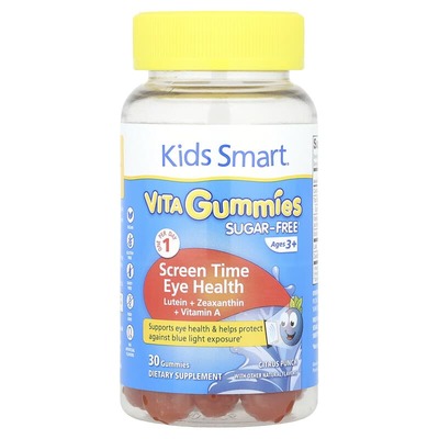 Комплекс для здоровья глаз Kids Smart Vita для детей от 3 лет, со вкусом цитрусового пунша, 30 жевательных таблеток