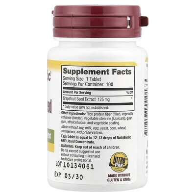 Грейпфрута семена экстракт NutriBiotic Grapefruit Seed Extract 125 мг, 100 таблеток
