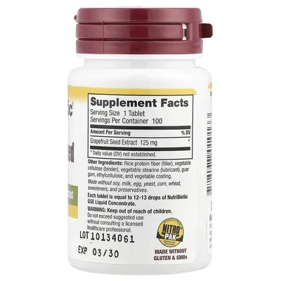 Грейпфрута насіння екстракт NutriBiotic Grapefruit Seed Extract 125 мг, 100 таблеток