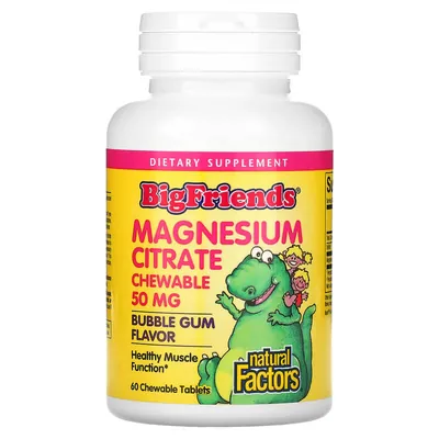 Магній цитрат Natural Factors Big Friends Magnesium Citrate 50 мг жувальна гумка, 60 жувальних таблеток