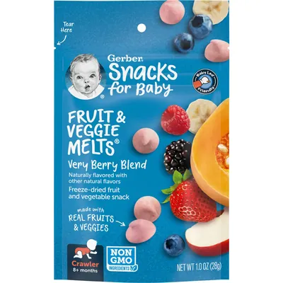 Снеки Gerber Yogurt melts з сублімованого йогурту ягідна суміш для дітей з 8 місяців, 28 г