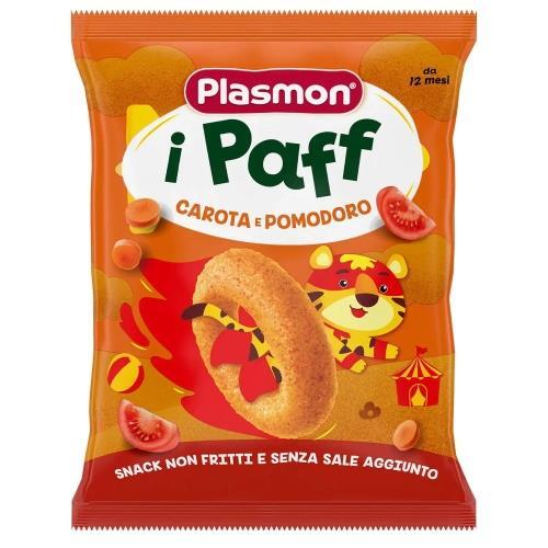 Снеки Plasmon Baby Puffs кукурузные с морковью и томатом, 15 г