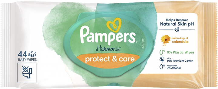 Салфетки влажные Pampers Harmonie Protect and Care с календулой детские, 44 шт
