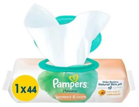 Серветки вологі Pampers Harmonie Protect and Care з календулою дитячі, 44 шт