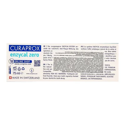 Зубна паста Curaprox Enzycal Zero ферментна, 75 мл