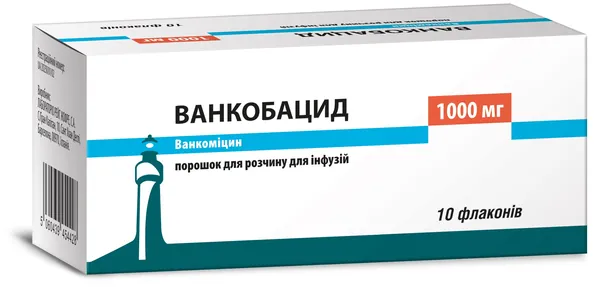 Ванкобацид порошок для р-ну д/інф. по 1000 мг №10 у флак.