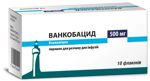Ванкобацид порошок для р-ну д/інф. по 500 мг №10 у флак.