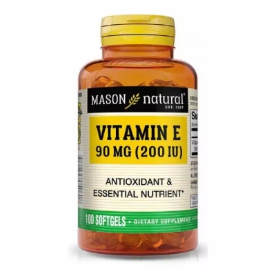 Витамин Е 90 мг Mason Natural Vitamin E 200IU, 100 гелевых капсул