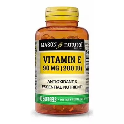 Вітамін Е 90 мг Mason Natural Vitamin E 200IU, 100 гелевих капсул