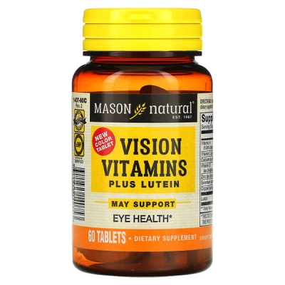 Витамины для глаз плюс лютеин Mason Natural Vision Vitamins Plus Lutein, 60 таблеток