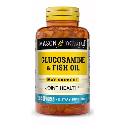 Глюкозамин и Рыбий жир Mason Natural Glucosamine & Fish Oil, 90 гелевых капсул