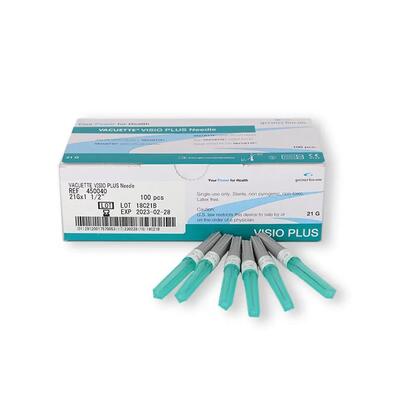 Голка для забору крові Vacuette Visio Plus із прозорою камерою 21G х 1 1/2" (0,8 х 38мм), зелена