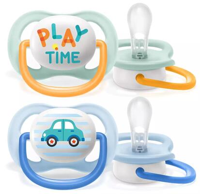 Пустышка силиконовая Philips Avent Ultra Air SCF080/09 ортодонтическая, 0-6 месяцев, 2 шт