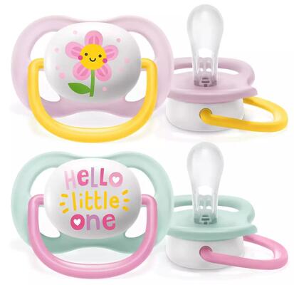 Пустышка силиконовая Philips Avent Ultra Air SCF080/09 ортодонтическая, 0-6 месяцев, 2 шт
