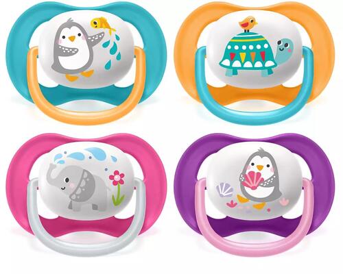 Пустышка силиконовая Philips Avent Ultra Air Animal SCF080/12 ортодонтическая, 6-18 месяцев, 2 шт