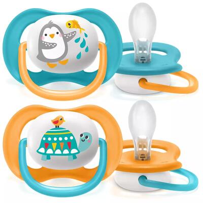 Пустушка силіконова Philips Avent Ultra Air Animal SCF080/12 ортодонтична, 6-18 місяців, 2 шт