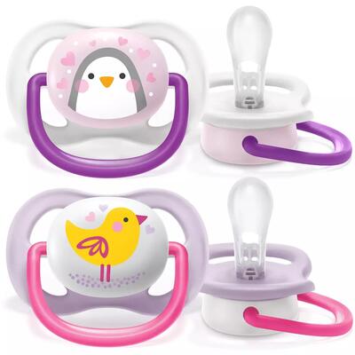 Пустышка силиконовая Philips Avent Ultra Air Animal SCF080/11 ортодонтическая, 0-6 месяцев, 2 шт