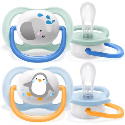 Пустушка силіконова Philips Avent Ultra Air Animal SCF080/11 ортодонтична, 0-6 місяців, 2 шт
