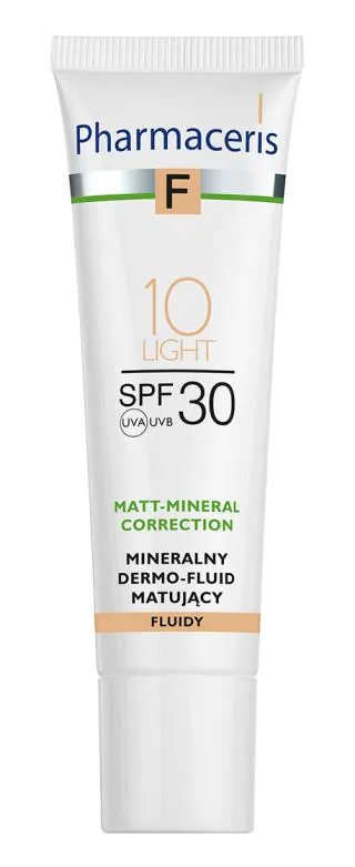 Флюїд для обличчя Pharmaceris F SPF30 мінеральний матуючий тон 10 Light світлий, 30 мл