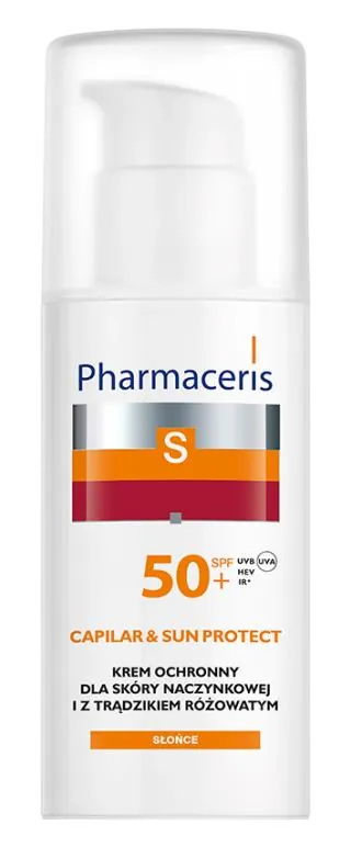 Крем для обличчя Pharmaceris S SPF50+ сонцезахисний для шкіри з куперозом і розацеа, 50 мл