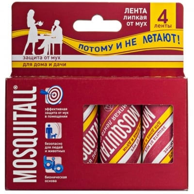 Лента Mosquitall липкая от мух, 4 шт