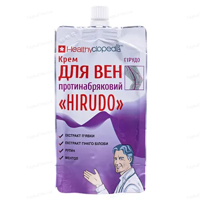 Крем для вен Гірудо Healthyclopedia Hirudo протинабряковий по 100 мл у пак. "дой-пак"