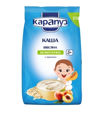 Каша безмолочна Карапуз Вівсяна з персиком, з 4 місяців, 250 г