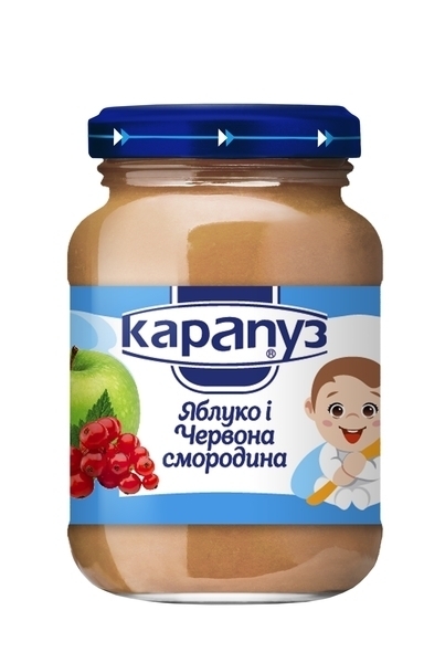 Пюре фруктове Карапуз Яблуко і червона смородина, 200 г