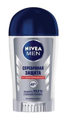 Дезодорант-антиперспирант стик Nivea Серебряная защита 48h антибактериальный с ионами серебра (83780), 40 мл