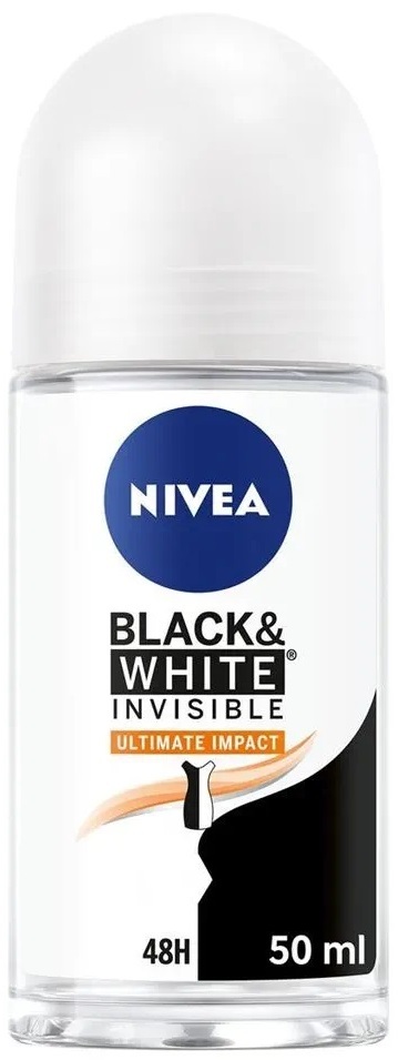 Дезодорант-антиперспирант шариковый Nivea Black & White Invisible Ultimate Impact Черное и Белое Невидимый Extra 48h (83490), 50 мл