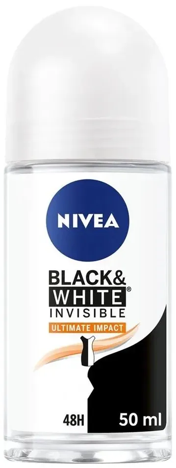 Дезодорант-антиперспірант кульковий Nivea Black & White Invisible Ultimate Impact Чорне та Біле Невидимий Extra 48h (83490), 50 мл