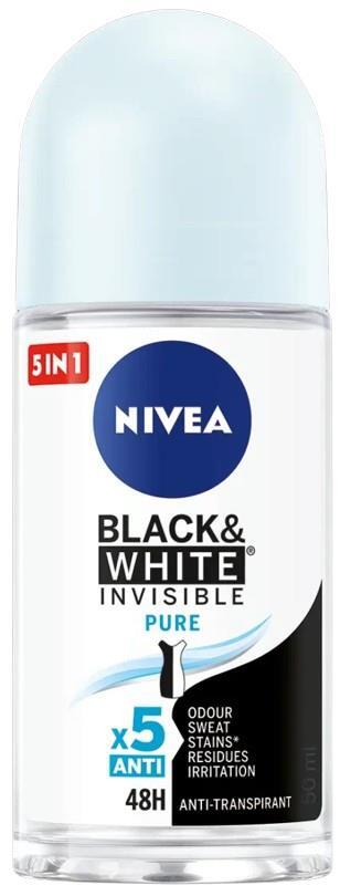 Дезодорант-антиперспирант шариковый Nivea Black & White Invisible Pure Черное и Белое Невидимый Pure 48h (82234), 50 мл