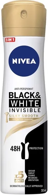 Дезодорант-антиперспірант спрей Nivea Black & White Invisible Silky Smooth Чорне та Біле Невидимий Гладкий шовк 72h (82282), 150 мл