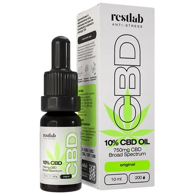 Олія CBD 10% Restlab широкого спектру краплі, 10 мл : інструкція +
