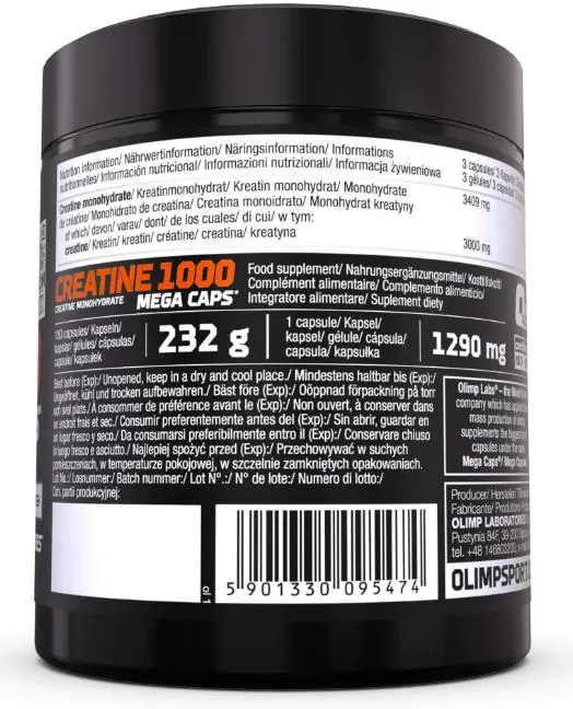 Креатин Olimp Creatine 1000 Mega Caps, 180 капсул