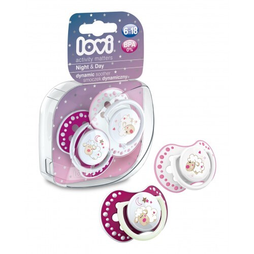 Пустышка силиконовая Lovi Night & Day динамическая, 22/811girl, 6-18 месяцев, 2 шт