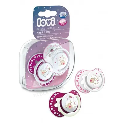 Пустушка силіконова Lovi Night & Day динамічна, 22/811girl, 6-18 місяців, 2 шт