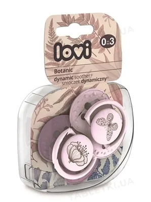 Пустушка силіконова Lovi Botanic динамічна, 22/869girl, 0-3 місяці, 2 шт
