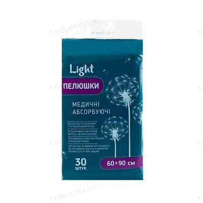 Пелюшки Light одноразові поглинаючі, 60 см х 90 см, 30 штук