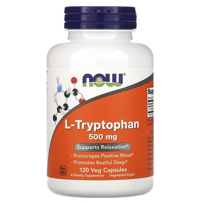 L-триптофан NOW L-Tryptophan 500 мг вег. капсули №120