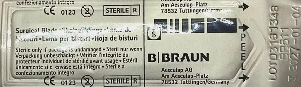 Лезвие хирургическое B.Braun Aesculap для скальпеля, стерильное, размер 11, 100 штук