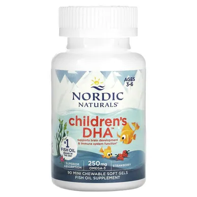 Риб'ячий жир для дітей Nordic Naturals Children's DHA 250 мг, полуниця, міні-капсули м'які №90